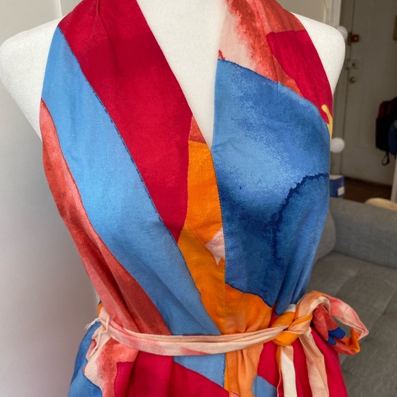 BANANA REPUBLIC NWT LINEN-BLEND TWIST-BACK MIDI DRESS - XS - Picture 4 of 13